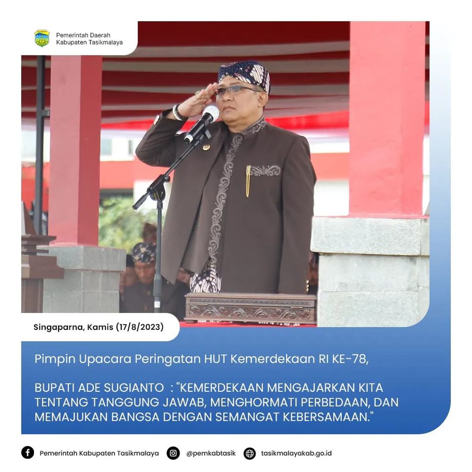 Pimpin Upacara Peringatan HUT Kemerdekaan RI Ke-78, BUPATI ADE SUGIANTO ...