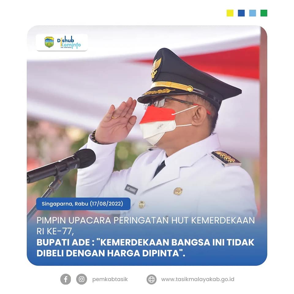 PIMPIN UPACARA PERINGATAN HUT KEMERDEKAAN RI KE-77, BUPATI ADE