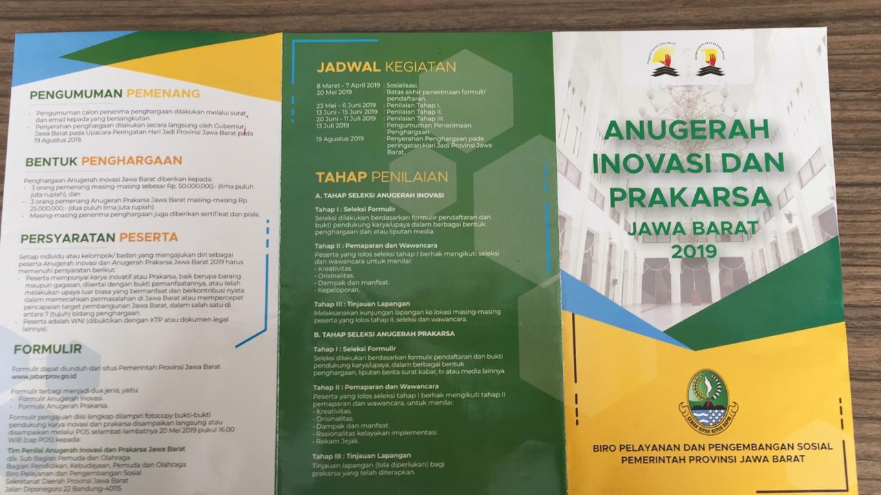 PENGUMUMAN ANUGERAH INOVASI JAWA BARAT DAN ANUGERAH PRAKARSA JAWA BARAT 2019