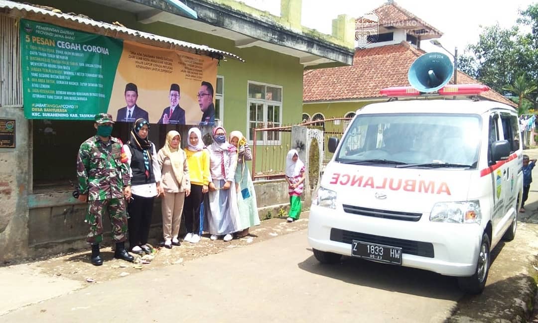IKUTI INSTRUKSI PEMKAB TASIKMALAYA, DESA BANYURASA SOSIALISASI COVID-19 KEPADA MASYARAKAT