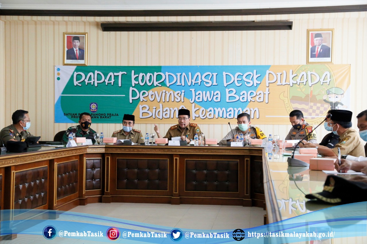 PJS BUPATI TASIKMALAYA HADIRI RAKOR DESK PILKADA BIDANG KEAMANAN