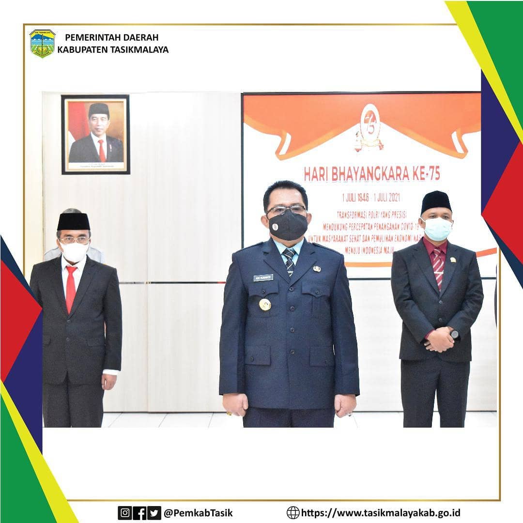 BUPATI TASIKMALAYA ADE SUGIANTO HADIRI PERINGATAN HUT BHAYANGKARA KE-75