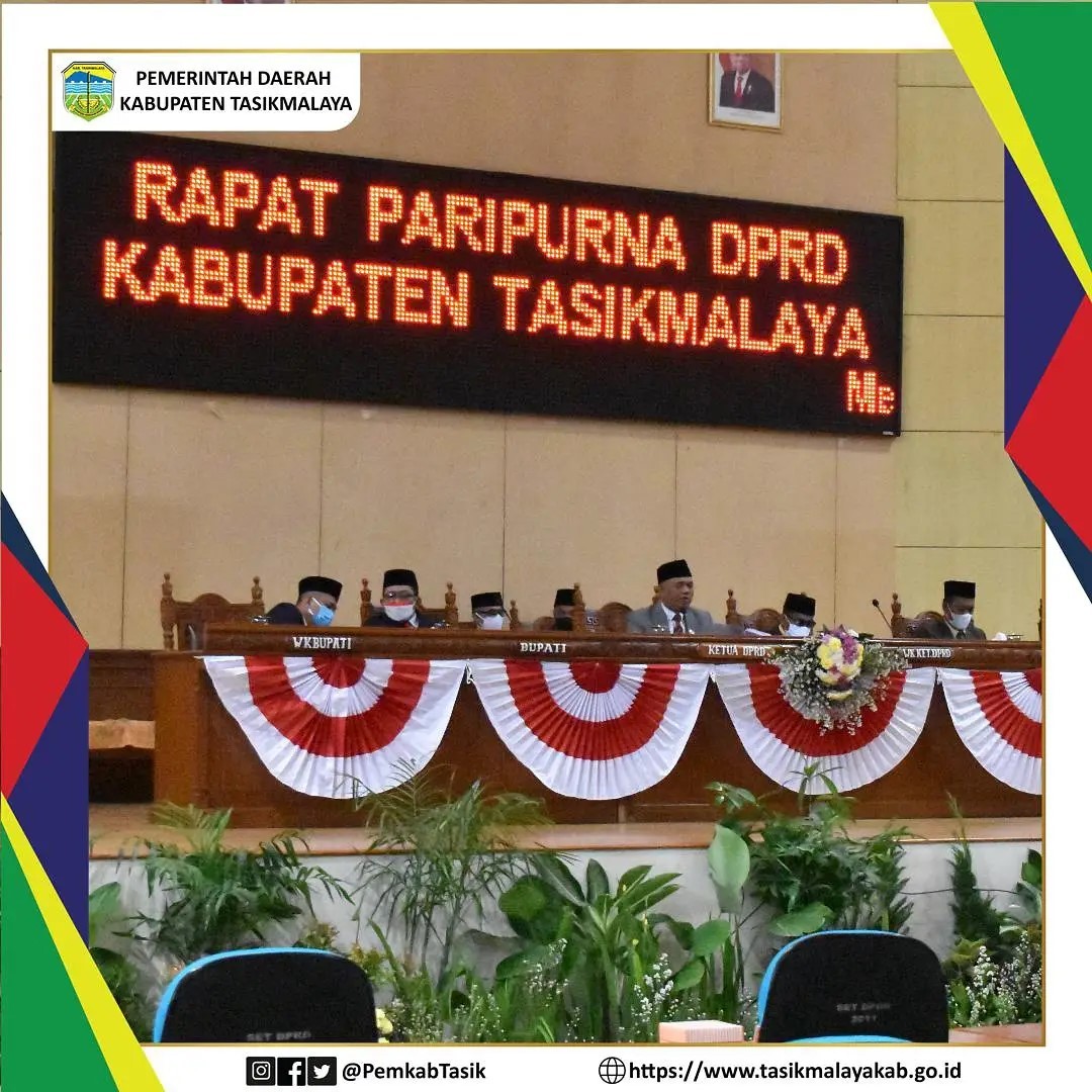 BUPATI TASIKMALAYA HADIRI RAPAT PARIPURNA DPRD MENDENGARKAN PIDATO KENEGARAAN PRESIDEN RI DALAM RANGKA HUT KE-76 RI