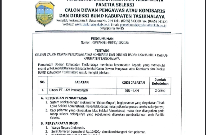 Pengumuman Ulang Seleksi Direksi PT.LKM Pancatengah