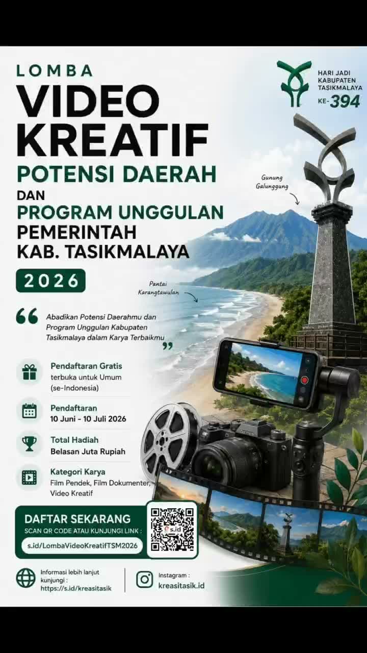 Ayo Ikut Berkreasi, Lomba Video Kreatif Potensi Daerah Dan Program Unggulan Pemerintah Kabupaten Tasikmalaya